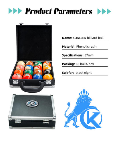 Billiard Balls 57.2mm With Case