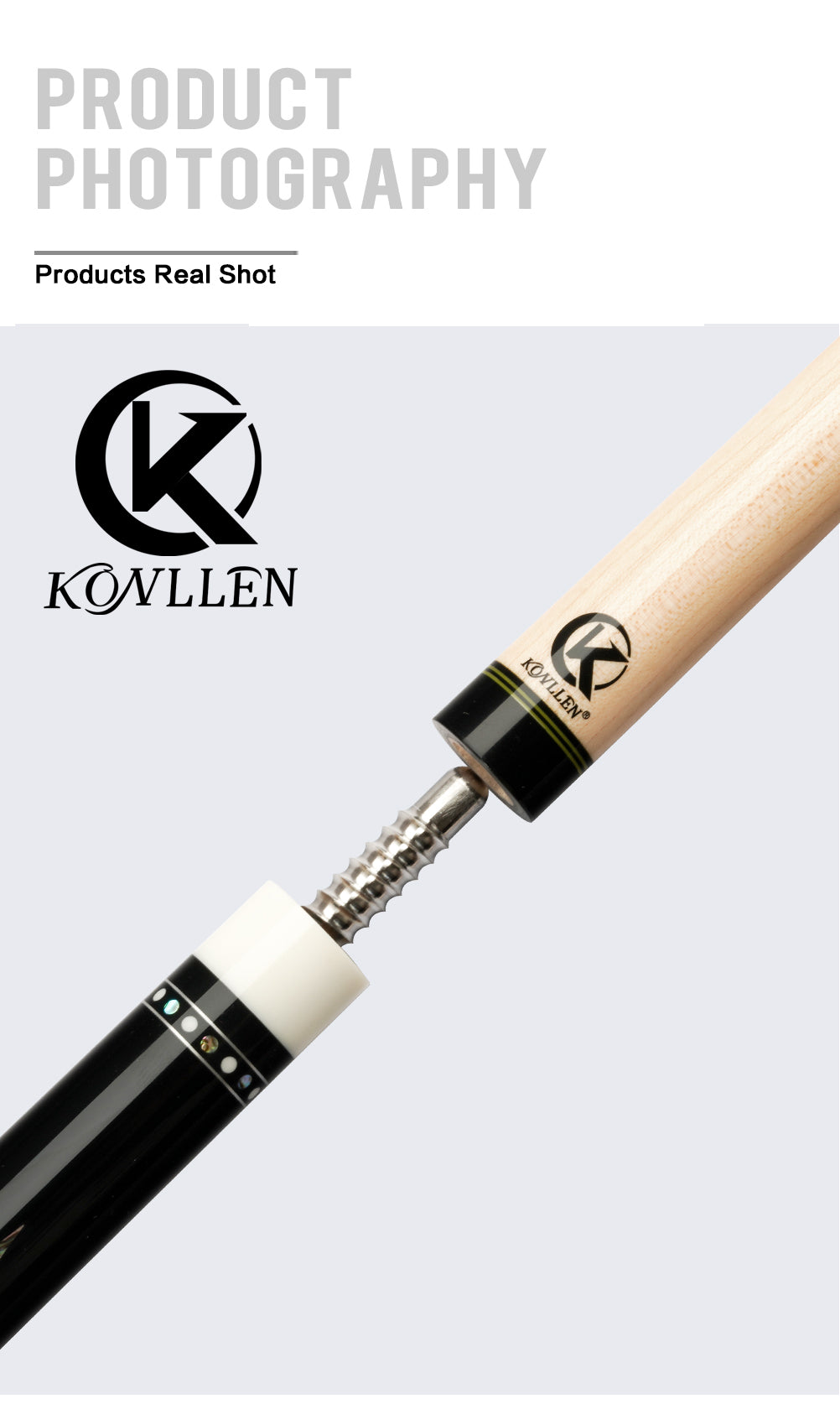 KONLLEN Solid Maple Wood Technology Shaft Billiard Pool Cue Kit Shaft 3/8*8  Radial Pin Joint 12.9mm Tip Carbon Fiber Tube Shaft