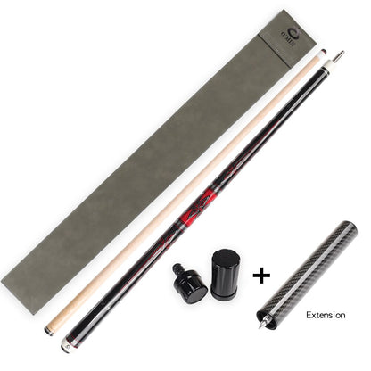 OMIN XF-A1-3 Pool Cue Billiard Stick Kit with Extension Shaft with Carbon Tube 55cm 12.8mm Tip Maple Adjustable Weigh Bolt