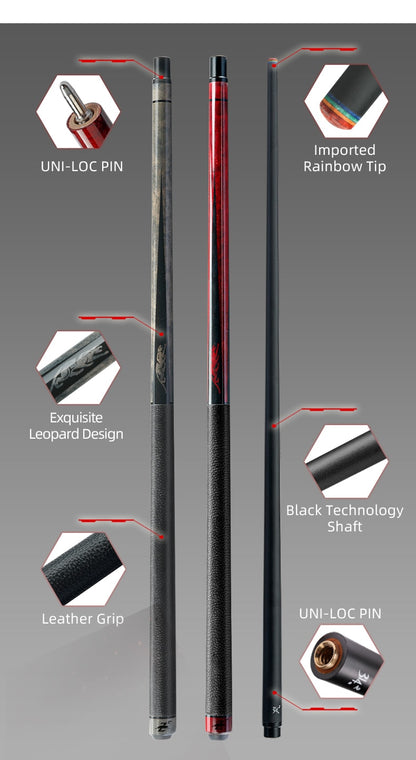 PREOAIDR 3142 King Billard Pool Cue Maple Carbon Shaft Black Technology Stick 12.5/11.8/10.8mm Rainbow Tip Uni-lock Joint Cue