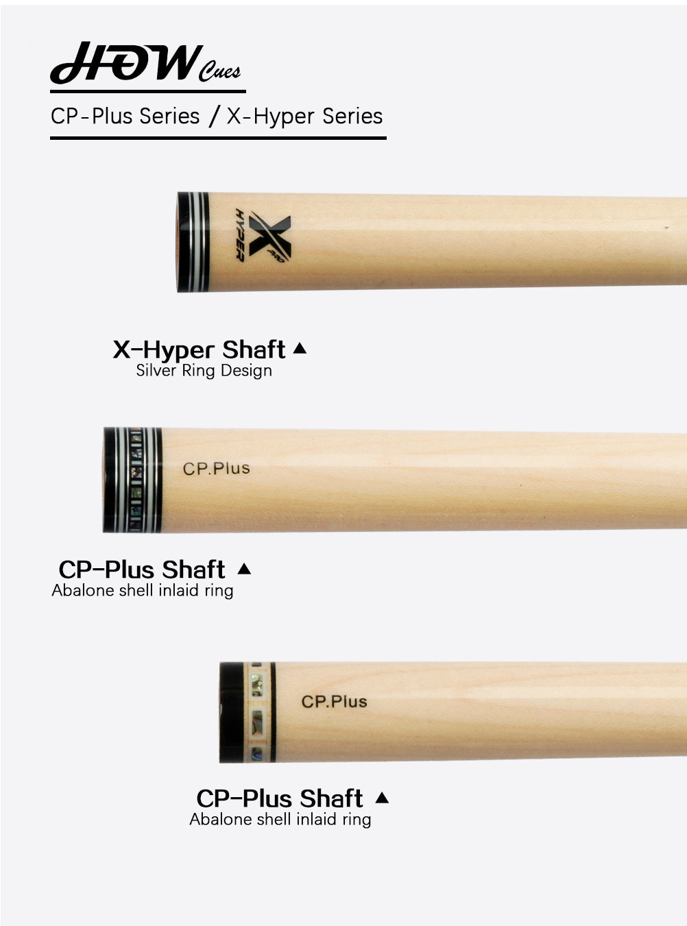 HOW X-Hyper Billiard Cue Shaft CP PLUS Shaft Abalone Shell Mosaic Inlay  Ring Single Shaft Radial Pin